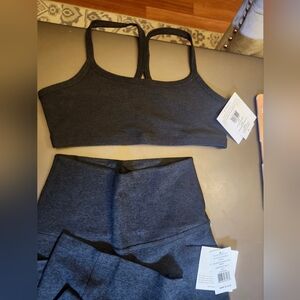 Beyond Yoga Charcoal Sports Bra and Leggings Set